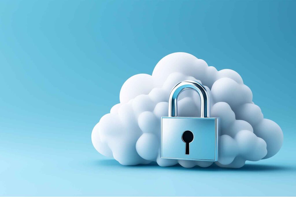 A fluffy cloud with a lock in front of it